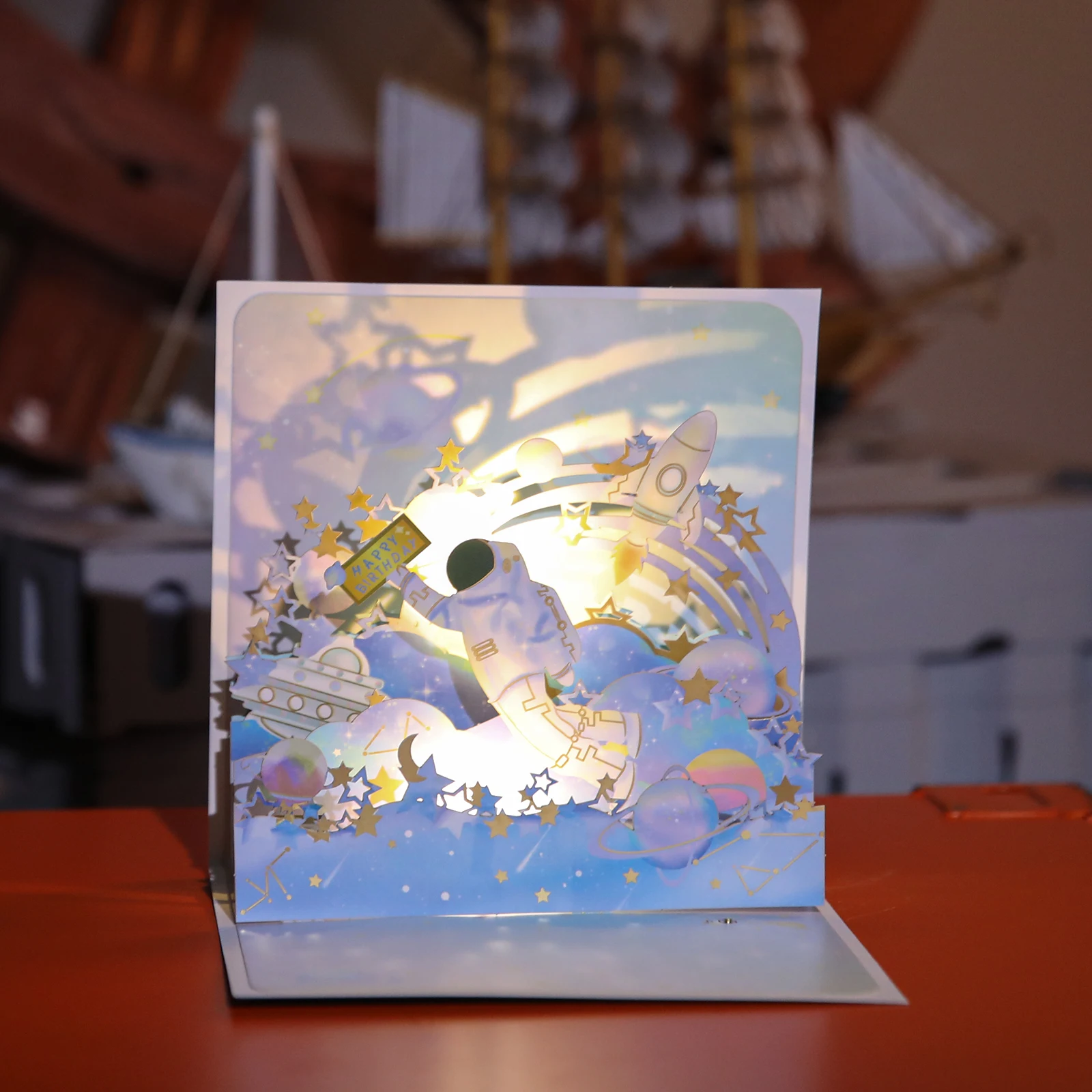 Greeting Cards Musical 3D Pop Up Gift Card Led Music 3D