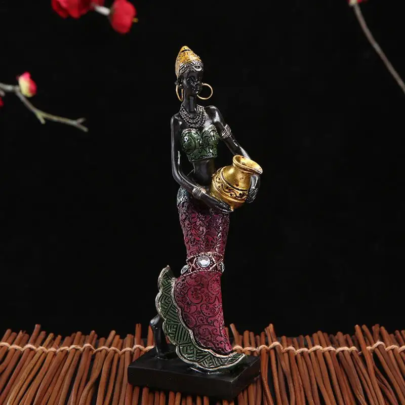 

African Women Sculpture Resin Culture Figurines Women Figure Girls Collectible Art Home Black Vintage Gift Crafts ornaments