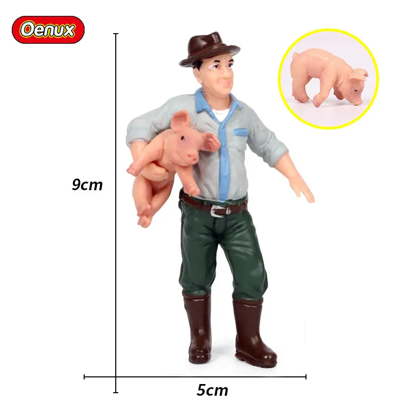 thumbnail image 1 of Animales de granja avícolas Oenux, modelo de simulación, granjero, pato, cerdo, vaca, gallina, caballo, pájaro, figuras de acción, figurita en miniatura, lindo juguete para niños, 1 of 5