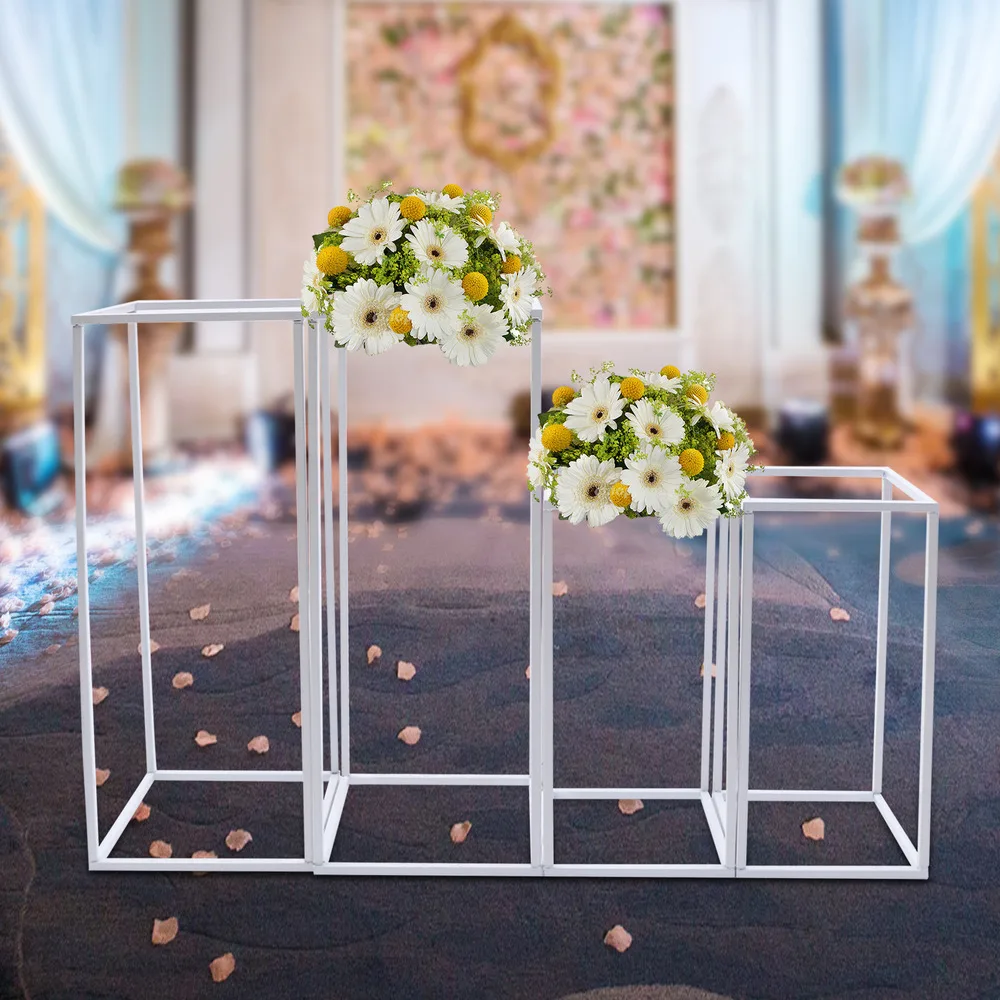 

4Pcs White Floor Column Flower Stand Reusable Vase Metal DIY Venue Decor For Wedding Party Dinner Centerpiece Supply Wide Apply