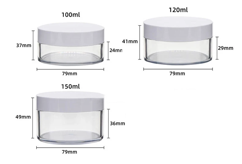 120/150ml Haustier klar Creme Glas Verdickung Kunststoff nachfüllbare Feuchtigkeit creme Lotion Maske DIY Duft Kerze Behälter Hautpflege – Detail 5