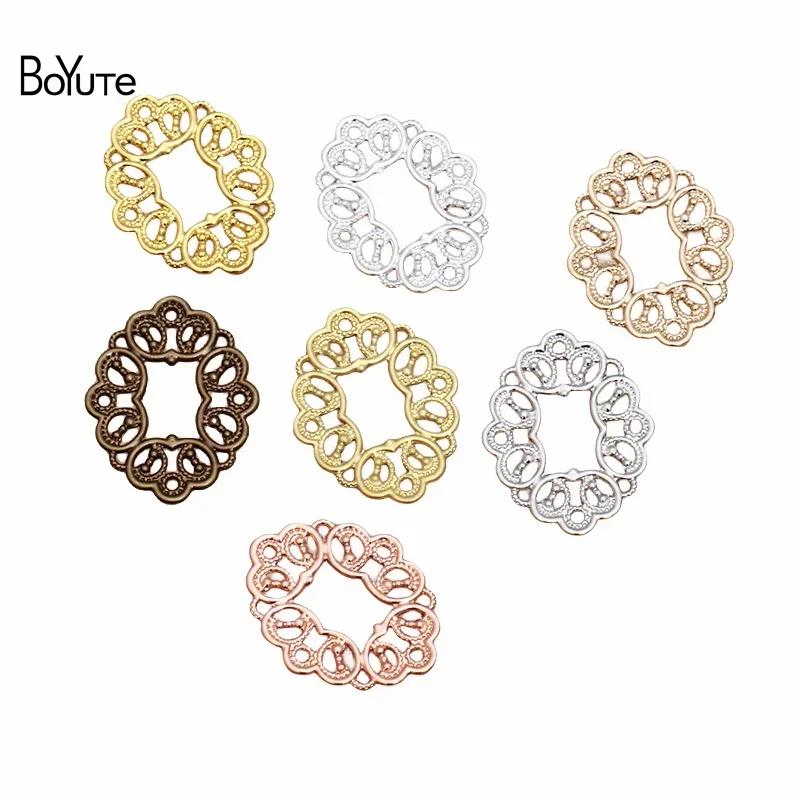 

BoYuTe Wholesale (100 Pieces/Lot) 21*27MM Flower Filigree Findings Brass Material DIY Jewelry Accessories