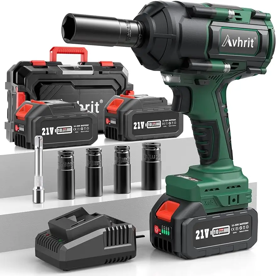 1000Nm(738Ft-lbs) Cordless Impact Wrench 1/2 Inch w/ 2x 5000mAh Battery, Brushless 1/2 Impact Gun High Torque, Electric Impact cameron sino 5000mah oscilloscopes battery batt shs800 for siglent shs800 shs1000