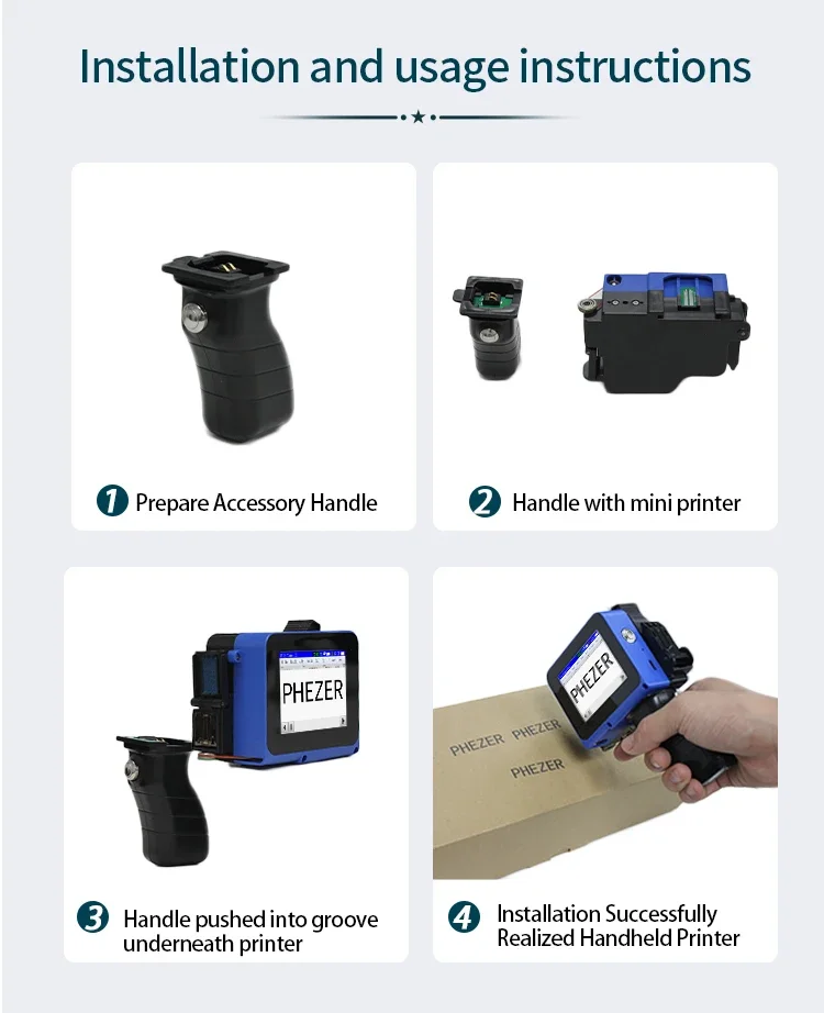 PC12 12.7mm Handheld mini printer Detachable mini printer QR Bar Batch Code Date