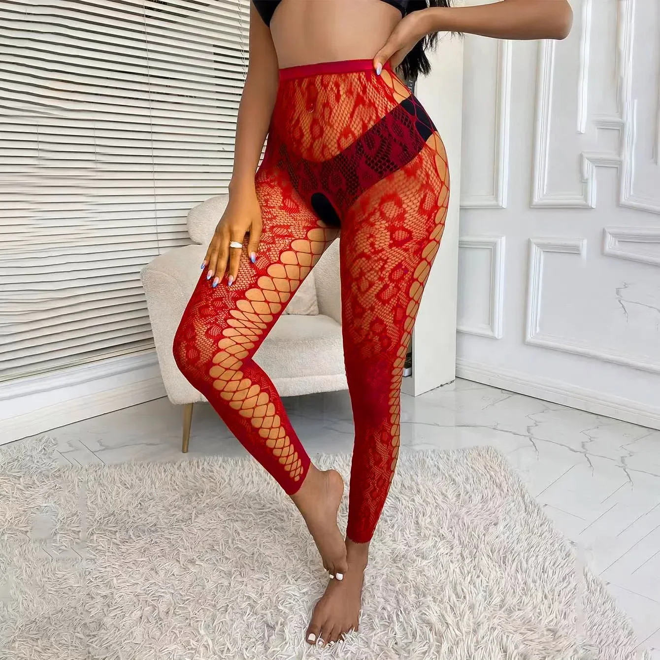 Erotic Fish Net Big Size Events Sexy Sheer Pantyhose Cutout Stockings Open Crotch Lolita Naked Cosplay Tights Maid Mesh Women
