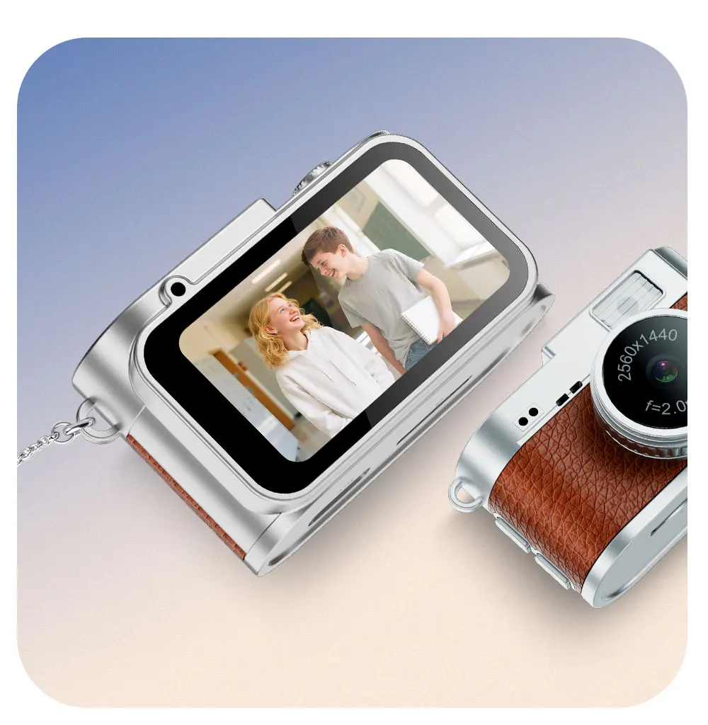 Digital Camera Newly Upgraded 1.47 Inch Keychain Camera with Screen 2K Resolution Portable Mini Retro Camera with Flash
