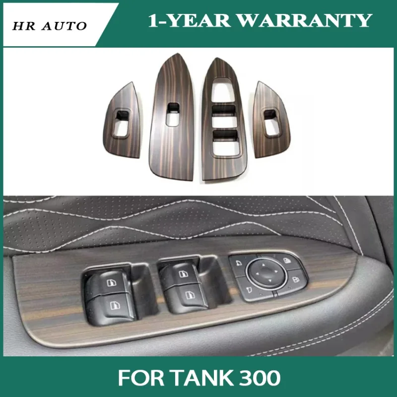 

Door Window Lift Cover Panel Trim For Tank 300 Interior Accessories Window Lift Panel Wood Grain Decorative Sticker Accessories