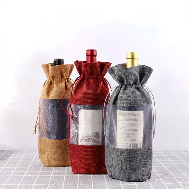 Amazon.com: Vpang Eco-Friendly Burlap Wine Bottle Bag Jute Wine Bottle Tote  with Cane Handle Gift Packaging Wine Bag Gift Bag Candy Bag for Christmas  Holiday Decorations (Three Bottles) : Home & Kitchen