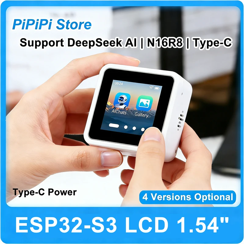لوحة تطوير ESP32-S3 مع شاشة IPS LCD مقاس 1.54 بوصة، نوع N16R8، منفذ Type-C، واي فاي، بلوتوث، تفاعل صوتي بالذكاء الاصطناعي DeepSeek، طقم DIY للمبدعين مع خيار اللمس