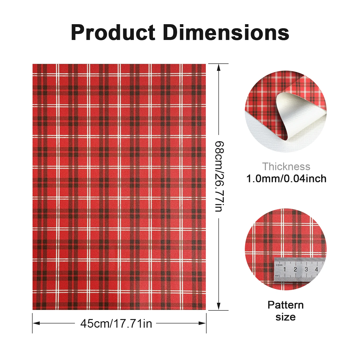 45x68cm 클래식 스코틀랜드 타탄 패턴 인조 가죽 1mm 두께, 책 커버, 사진 프레임 장식, DIY 헤어핀, 귀걸이용