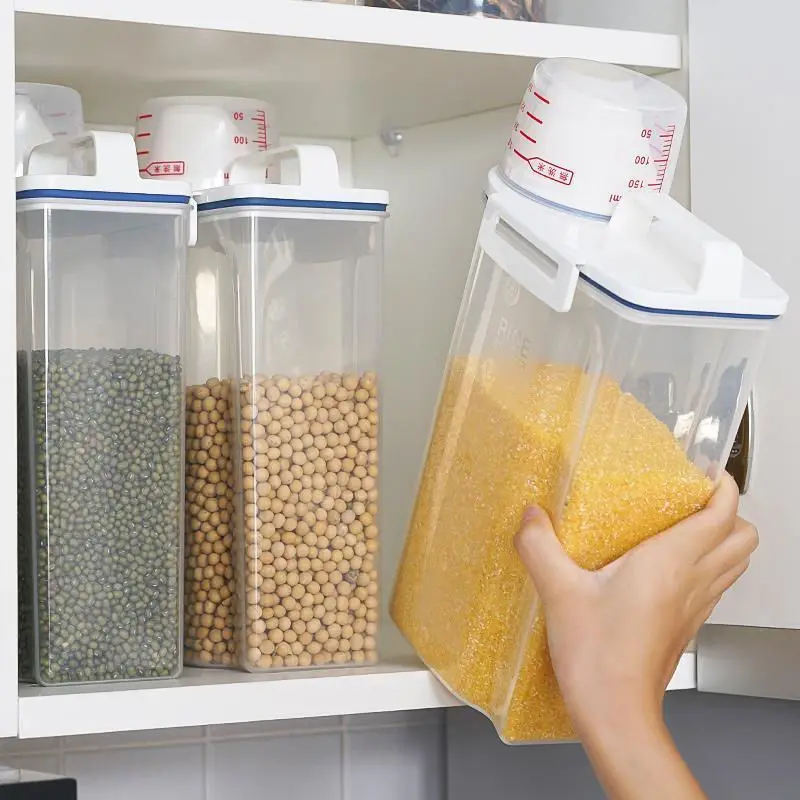 Moisture-Proof Rice Storage Container Plastic Kitchen Rice Box Sealed  Cereal Grain Organizer 