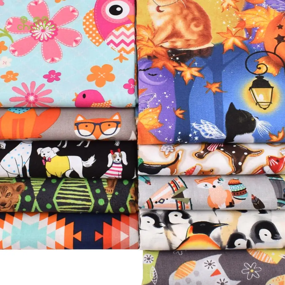 Chainho,Plain Weave Cotton Fabric,Handmade DIY Quilting Sewing Material,Patchwork Cloth,10 Halloween Series,20x25cm/Piece,15CD23