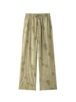 TFMLN Women's Fashion Two Piece Set Loose Jacquard Shirt 2024 High Waist Trousers Set Lapel Half Sleeve Shirt Wide Leg Pants - Image 4