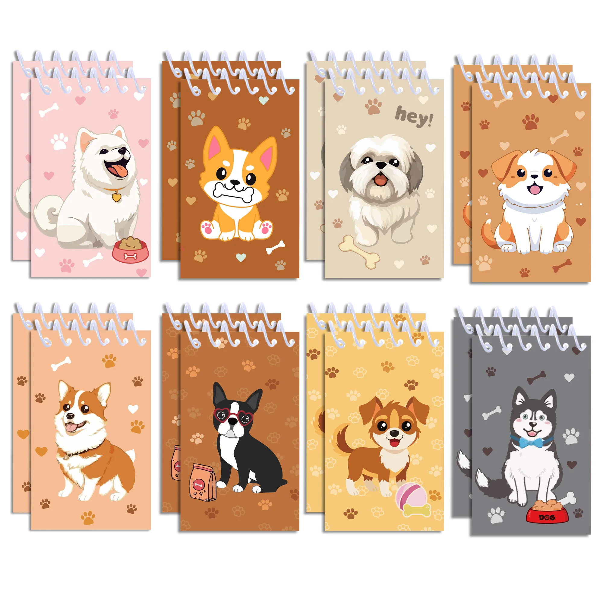 128 pages Cartoon Cute Pet Dog Mini Spiral Pocket Notebooks Memo Pad Coil Booklet Notepads For Office Stationery School Diaries