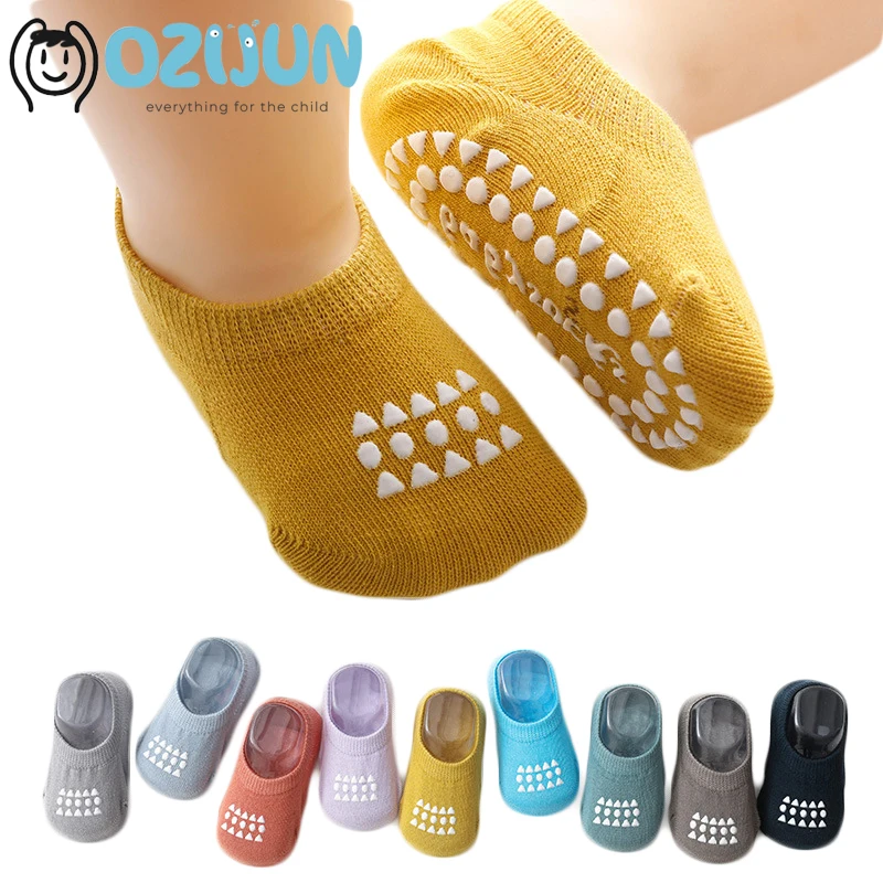 Cotton Socks Kids Socks Baby Socks Spring Summer Baby Boys Girls Thin Cotton Infant Ankle Socks Non-slip 0-4 Year No Show Toddler Floor Socks Solid