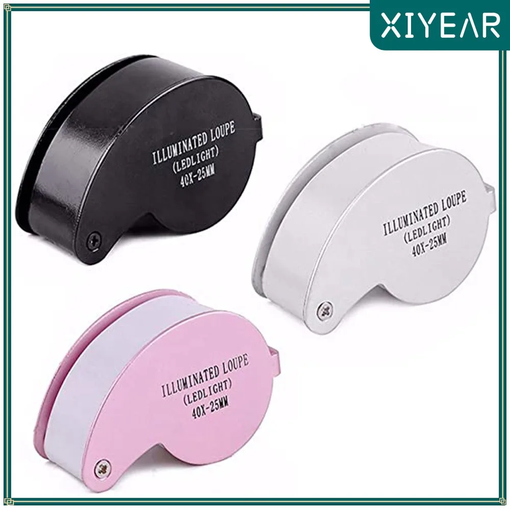 

40X Magnifying Glass Jewelers Loupe Pocket Folding Magnifier With Light For Watch Coins Stamps Gems Jewelry Diamond Identifying