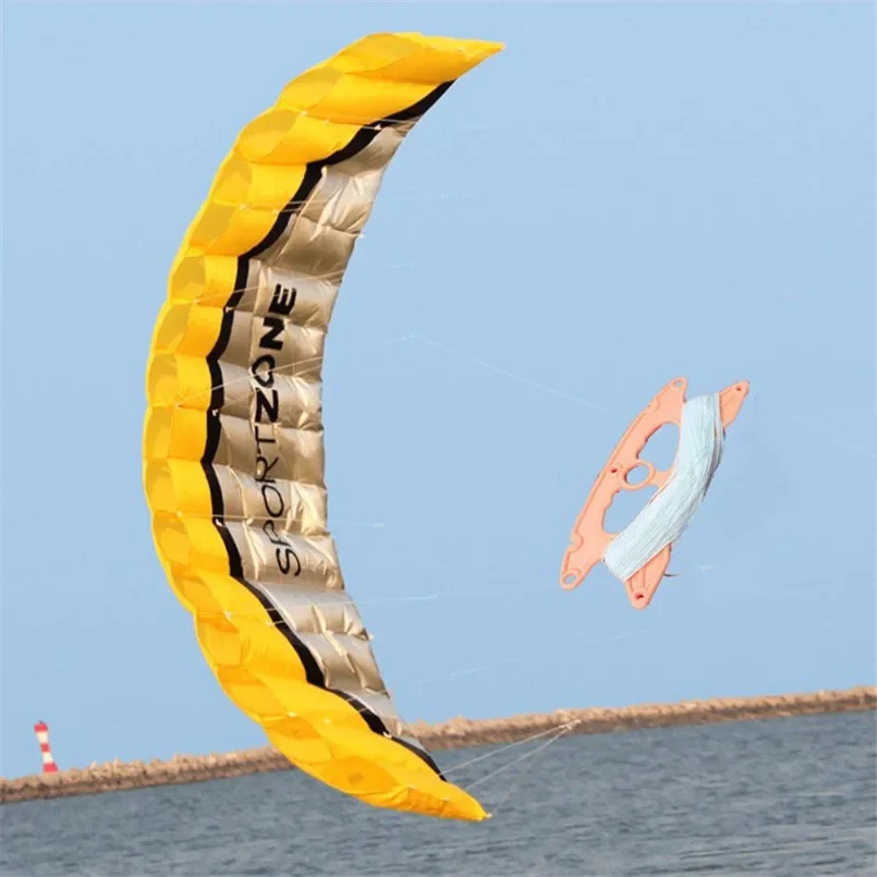 High Quality 2.5m Dual Line Parafoil Parachute Sports Beach Kite Easy to Fly Outdoor Fun Sports Nylon Kites Toys 4