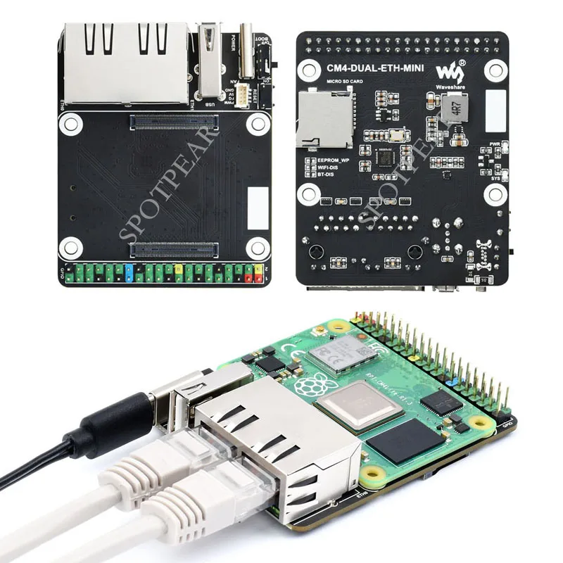 Placa io do Módulo do Raspberry pi Cm4 Ethernet Duplo do Gigabit Mini Router de Código Aberto 5v