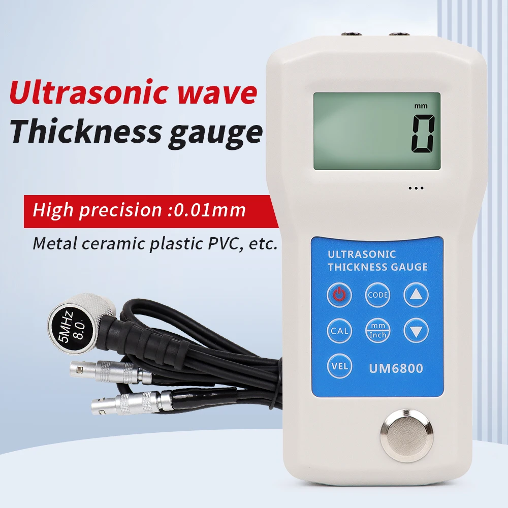 

Thickness Gauge Ultrasonic Metal Testing1.0 to 280MM Voice Sound Velocity Meter Steel Tester Pipe Thickness Measuring Tester