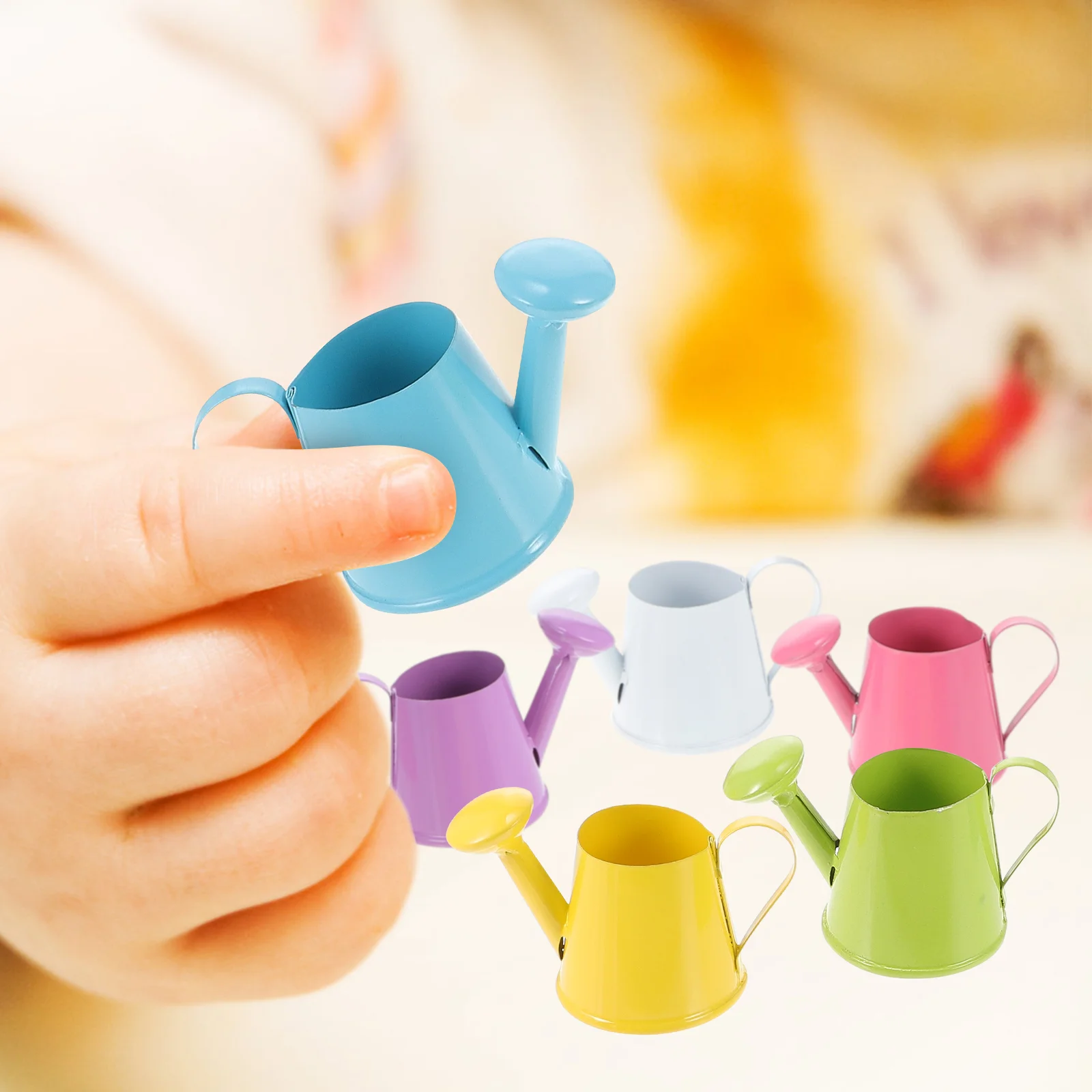 

6Pcs Water Can Metal Watering Pot Pot Miniature Waterer Dollhose ( Mixed Color )