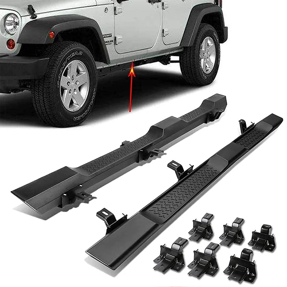 Side Steps For Jeep Wrangler JK 2007-2018 4D JL 2018-2023+ 4 Door Black Powder Coated Nerf Bar Ruinning Board