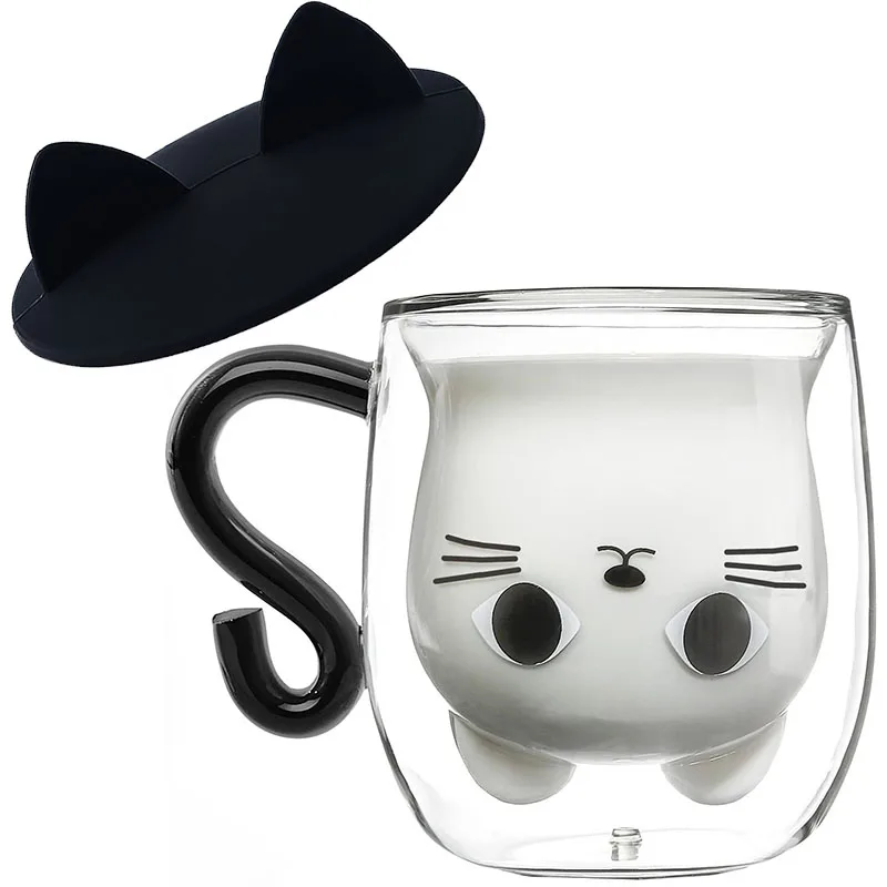 Double-Wall Insulated Cat Glass Mug