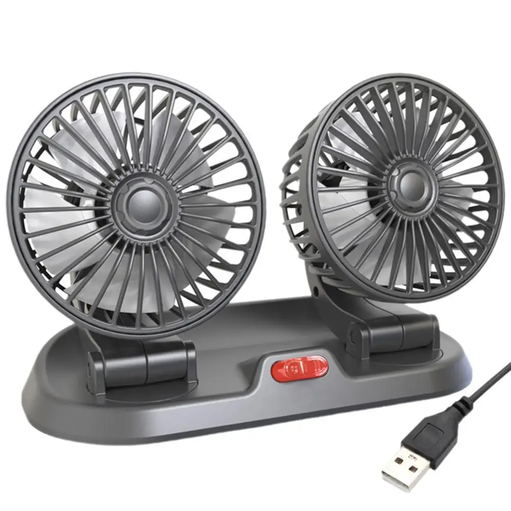 

Car Fan 5V Electric Auto Cooling Fan for Dashboard 360 Degree Rotatable Dual Head Stepless Speed Air Fan for Sedan SUV RV