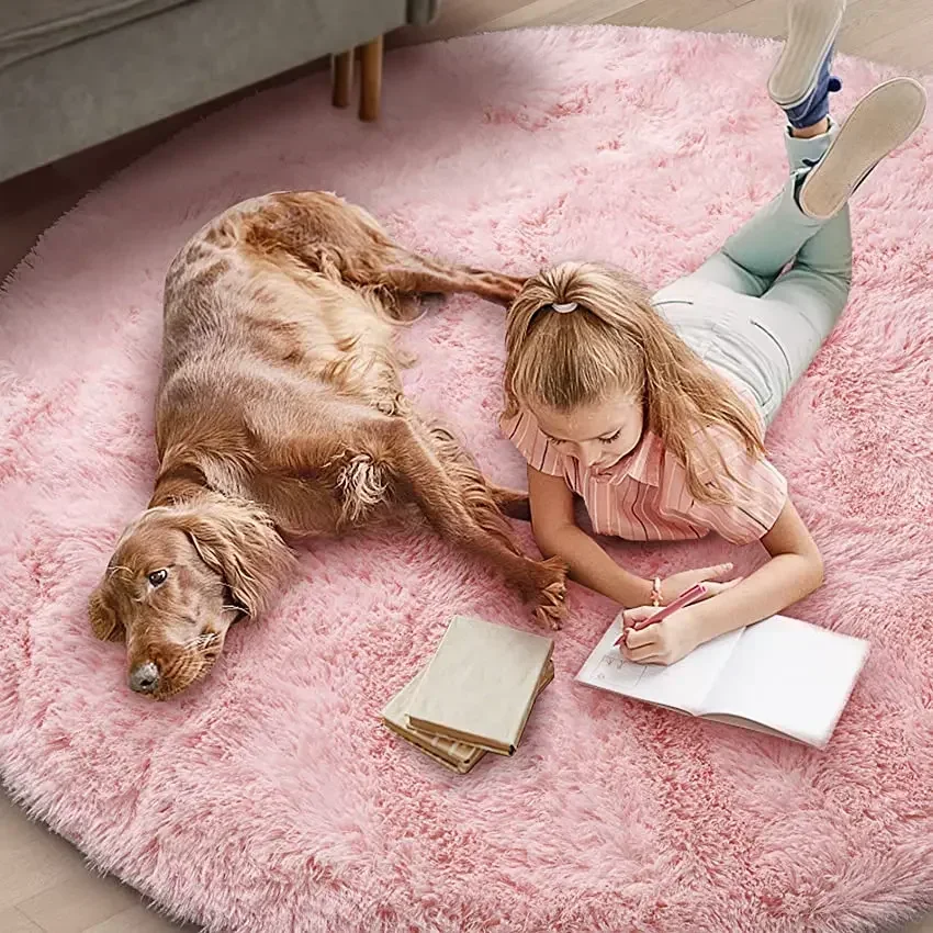 Super Soft Plush Round Rug Mat Fluffy White Carpets For Living Room Home Decor Bedroom Kid Room Decoration Salon Thick Pile Rug 2