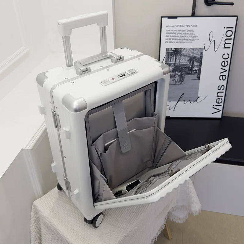 Rechargeable laptop bag   Business Trip  Roller trolley box Universal Wheel Aluminium Frame Luggage With cup holder Suitcases