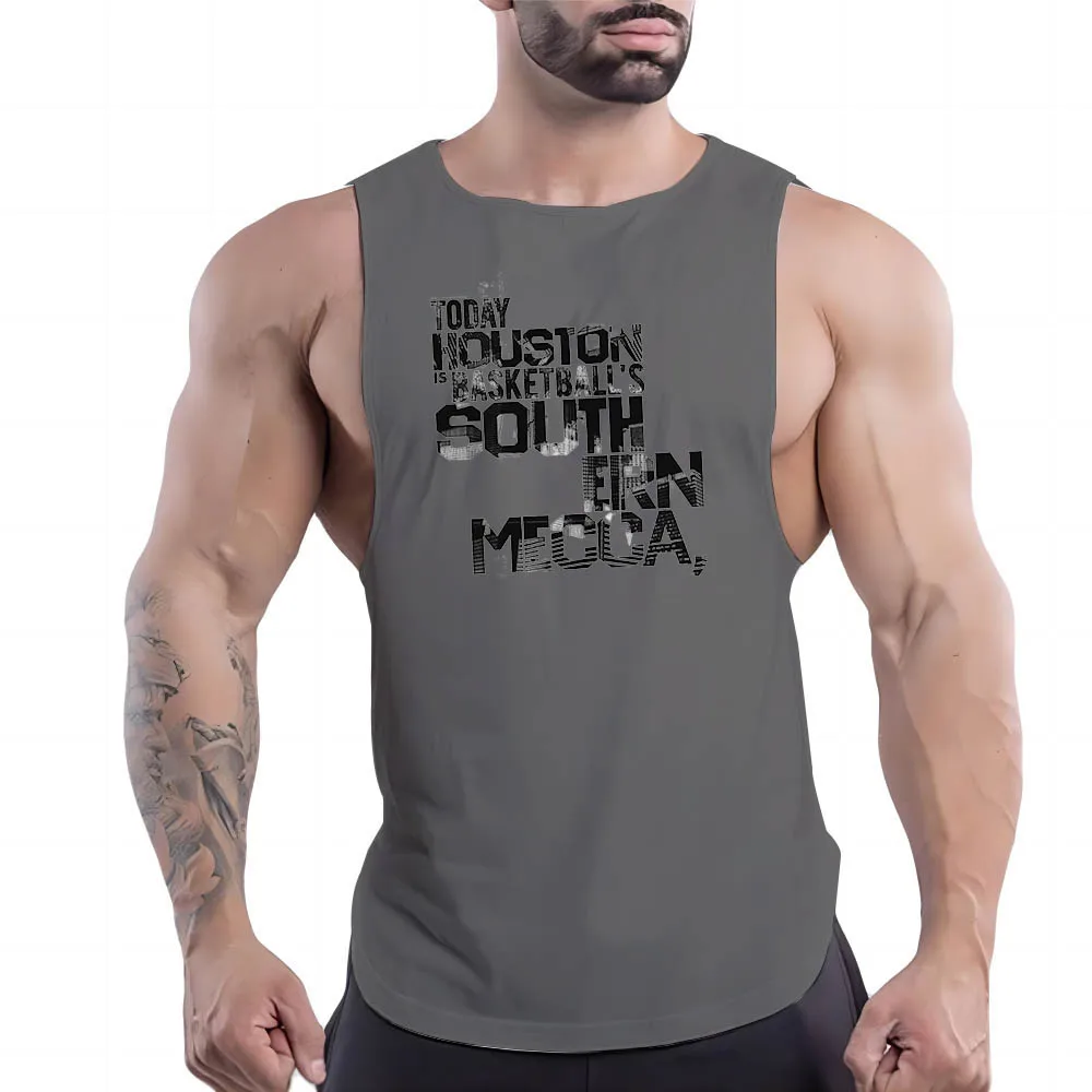 

Summer Fashion Street Sleeveless Multi-Color Vest Men'S Casual Letter Print Comfortable Simple Lightweight Top Quick Dry