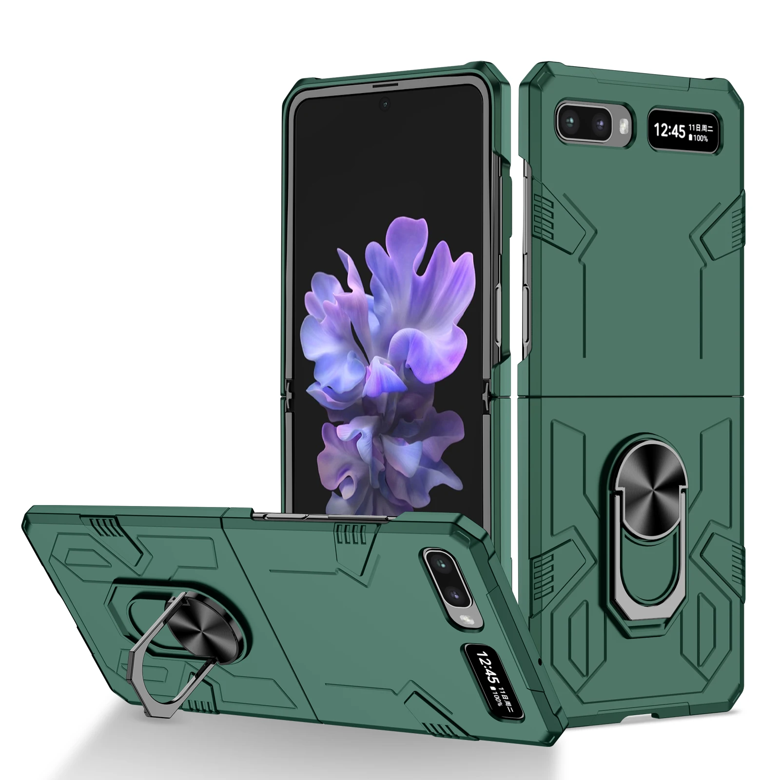 Mech Shell Rotating Ring Magnetic Phone Case with Anti-Drop Protection