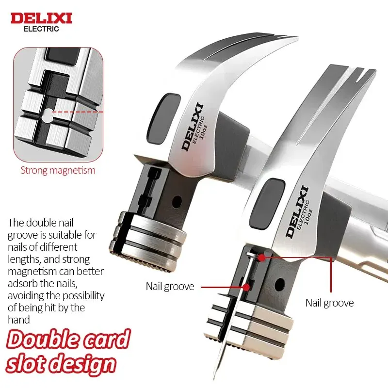 DELIXI ELECTRIC Claw Hammer Woodworking Hammer Nail Up Tool Multi-functional High Carbon Steel,claw hammer