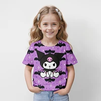 MINISO New Summer Children's T-shirt Kuromi 3D Printed Girl's Fashion Cartoon Top Cute Party Boys Trendy Short Sleeve Loose fit 1