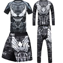 Kids jiu jitsu T-shirt+Pant Bjj Rashguard For Children Muay Thai Shorts Tight Tracksuit MMA Boxing Fightwear Boy Kickboxing Sets