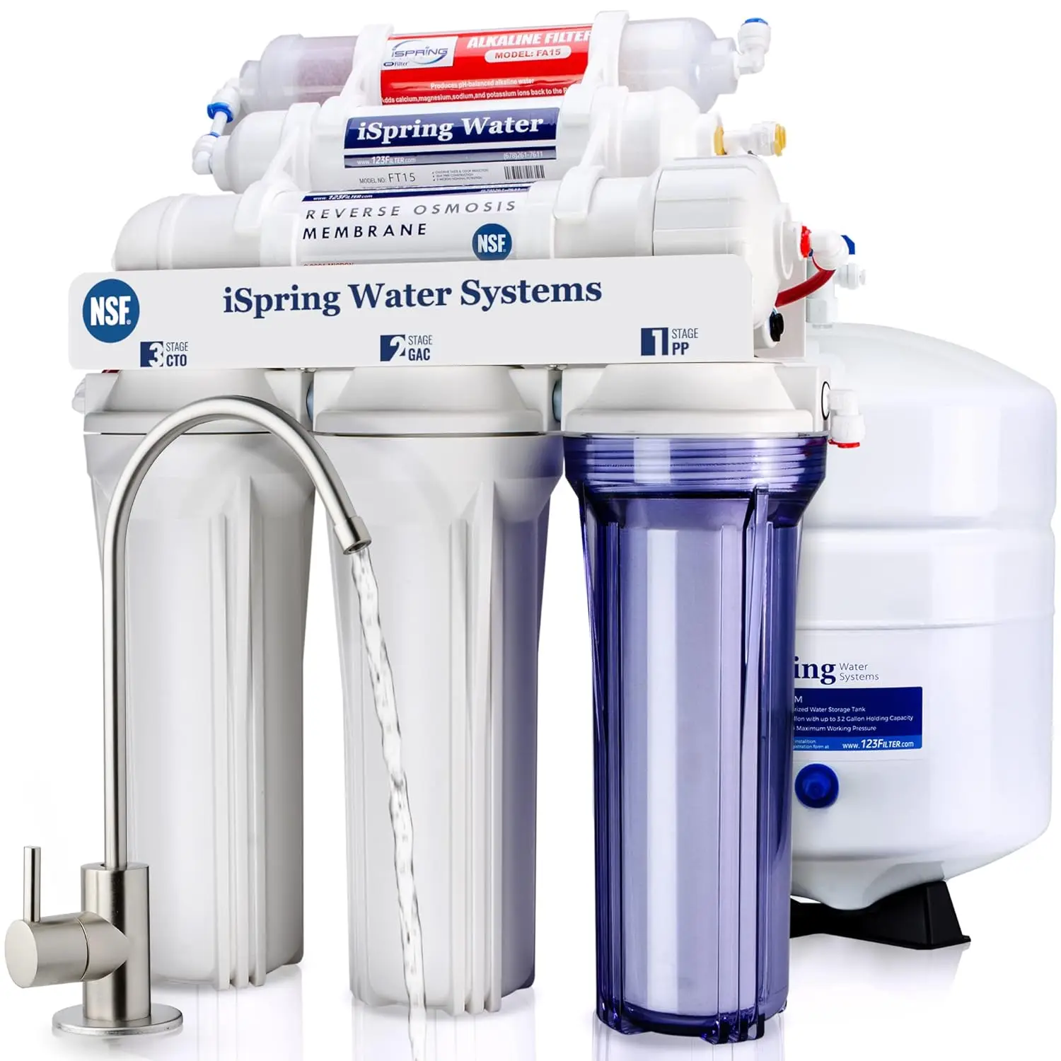 Water &ndash; 3 Year Reverse Osmosis System Replacement Filter Set & iSpring, Alkaline 6-Stage Re