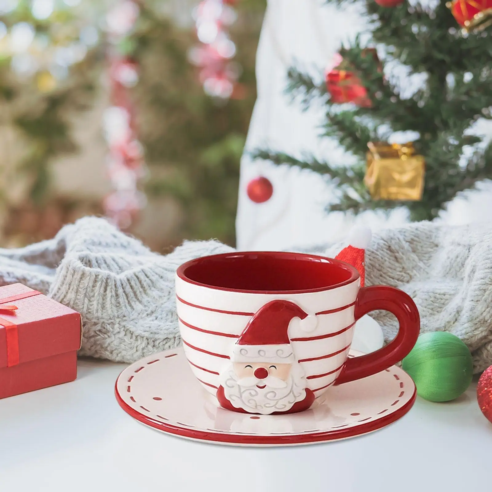 Santa Claus Christmas Tea Cups and Saucer Versatile Creative Espresso Latte Mug for Table Supplies Christmas Decoration Santa Claus Christmas Tea Cups and Saucer Versatile Creative Espresso Latte Mug for Table Supplies Christmas Decoration
