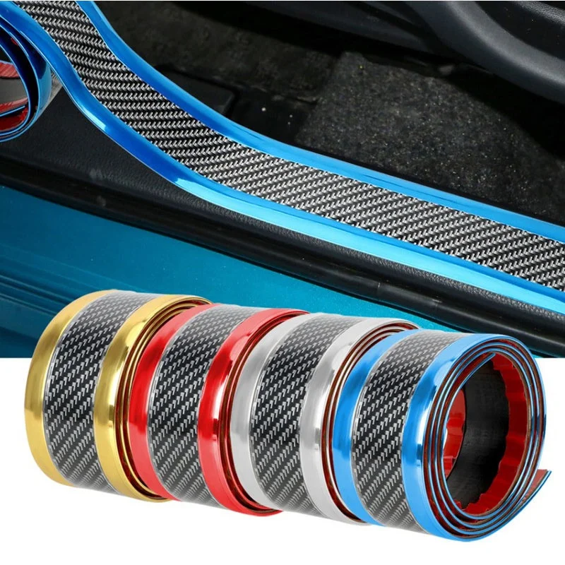 Car Door Entry Guards Scratch Cover Protector Paint Guard Carbon Fiber Rubber Auto Bumper Door Guard Scratch Protection Strips