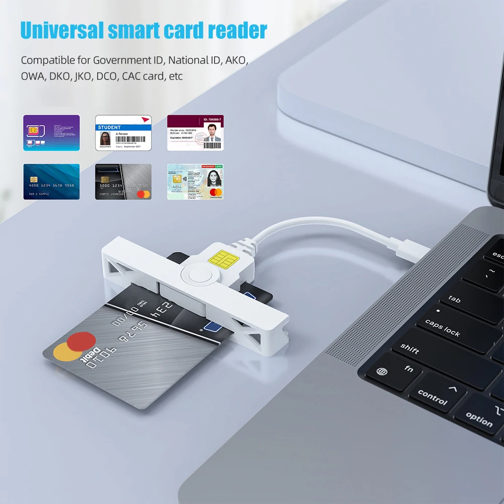 USB2.0/Type-C 은행 카드 리더기 접이식 일반 액세스 카드 리더기 CAC 리더기 Windows/OS/안드로이드와 호환 가능