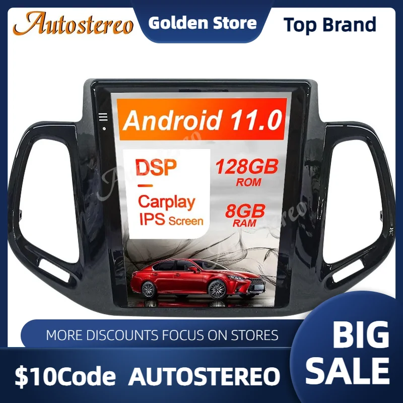

Android 11 128 Carplay Car GPS Navigation For Jeep Compass 2016-2019 Multimedia Player Auto Stereo Head Unit Radio Tape Recorder