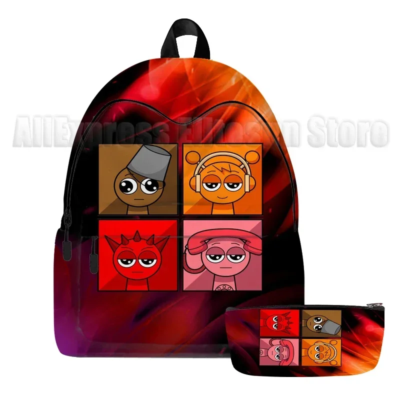 2pcs Sprunki School Backpack for Girls Incredibox Cute School Bags Waterproof Bookbag Teens College Student Travel Shoulder Bag - Image 3