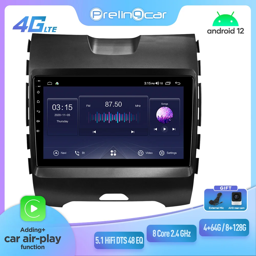 

Prelingcar для FORD Edge 2015-2018 лет Android 12 256G автомобильный монитор Carplay RDS GPS Встроенный 2din радиоплеер 5,1 HIFI DST