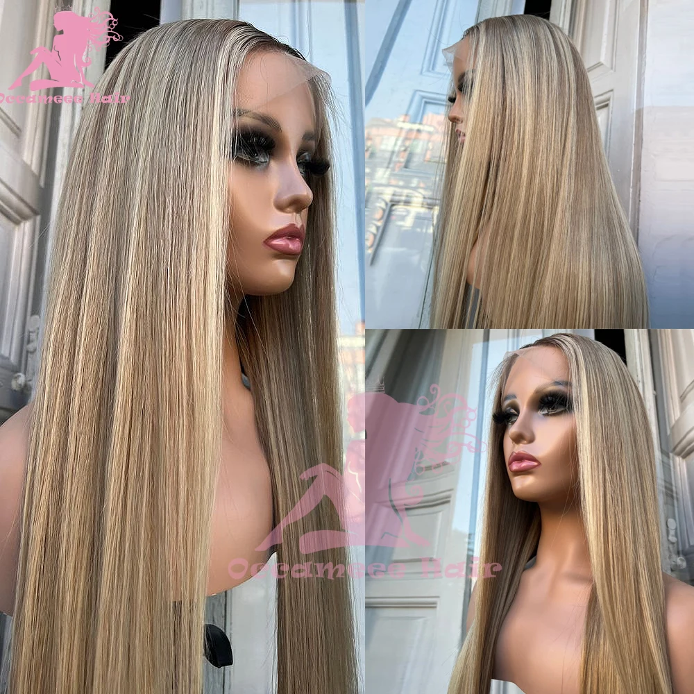 Парик блонд из коричневых человеческих волос на сетке