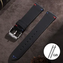 Handmade Vintage Cowhide Leather Watch Band with Quick Release - 22mm (Black)