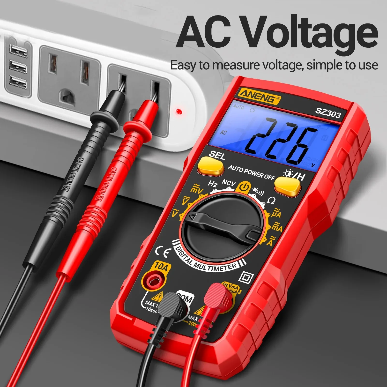 High Precision SZ303 Digital Multimeter 1999 Count AC/DC Voltage Current Resistance TesterProfessional Electrical Tester Tool