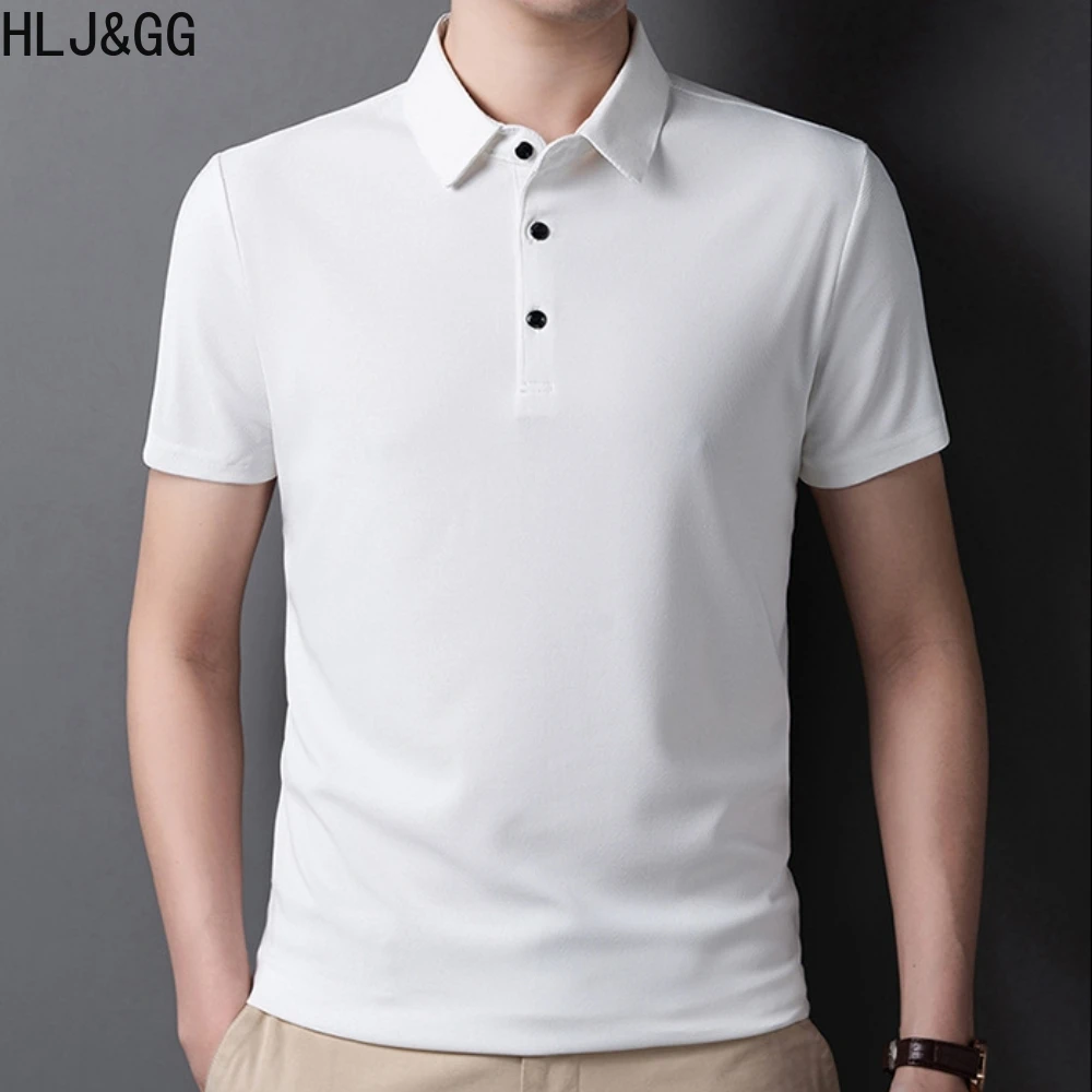 

HLJ&GG Summer Short Sleeve Polo Shirts for Man's Casual Sporty Man Golf Shirt Classic Solid Breatheable No Ironing Polo Shirt