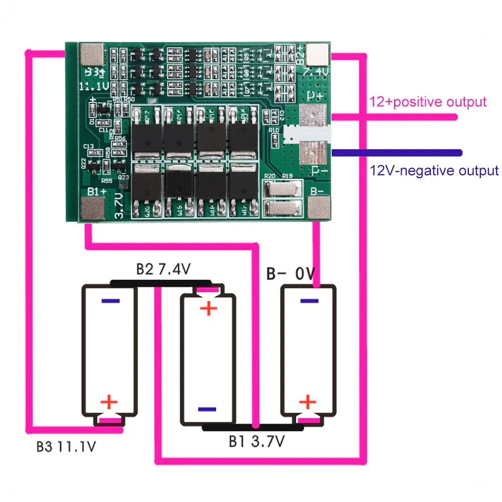 BMS 3S 12V 40A Balancer 18650 Lithium Battery Protection Board 3S BMS ...