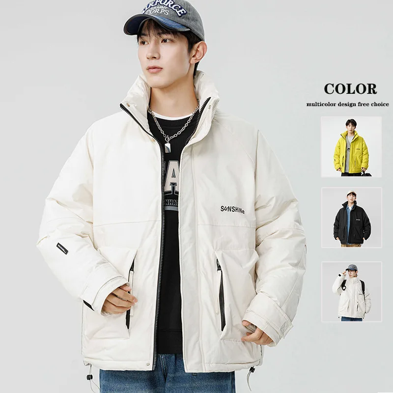 2023 Autumn and Winter Cotton Coat Men's Korean Version Trend Men's Work Clothes Cotton Coat Trendy Brand Thickened Thermal Stan men s jeans harlan jeans loose radish tide brand trend korean version of the wild nine points beam feet super fire net red pants