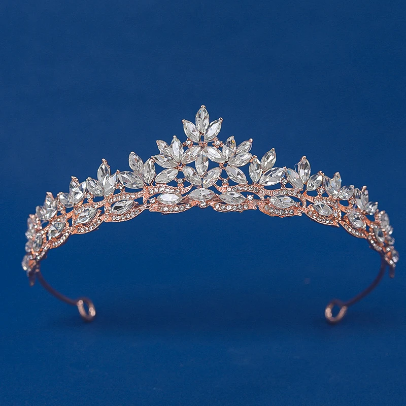 Mode Gold Silber Farbe Kristall Strass Tiaras Und Kronen Hochzeit Haar Zubehör Für Frauen Braut Prinzessin Diadems Party – Detail 9