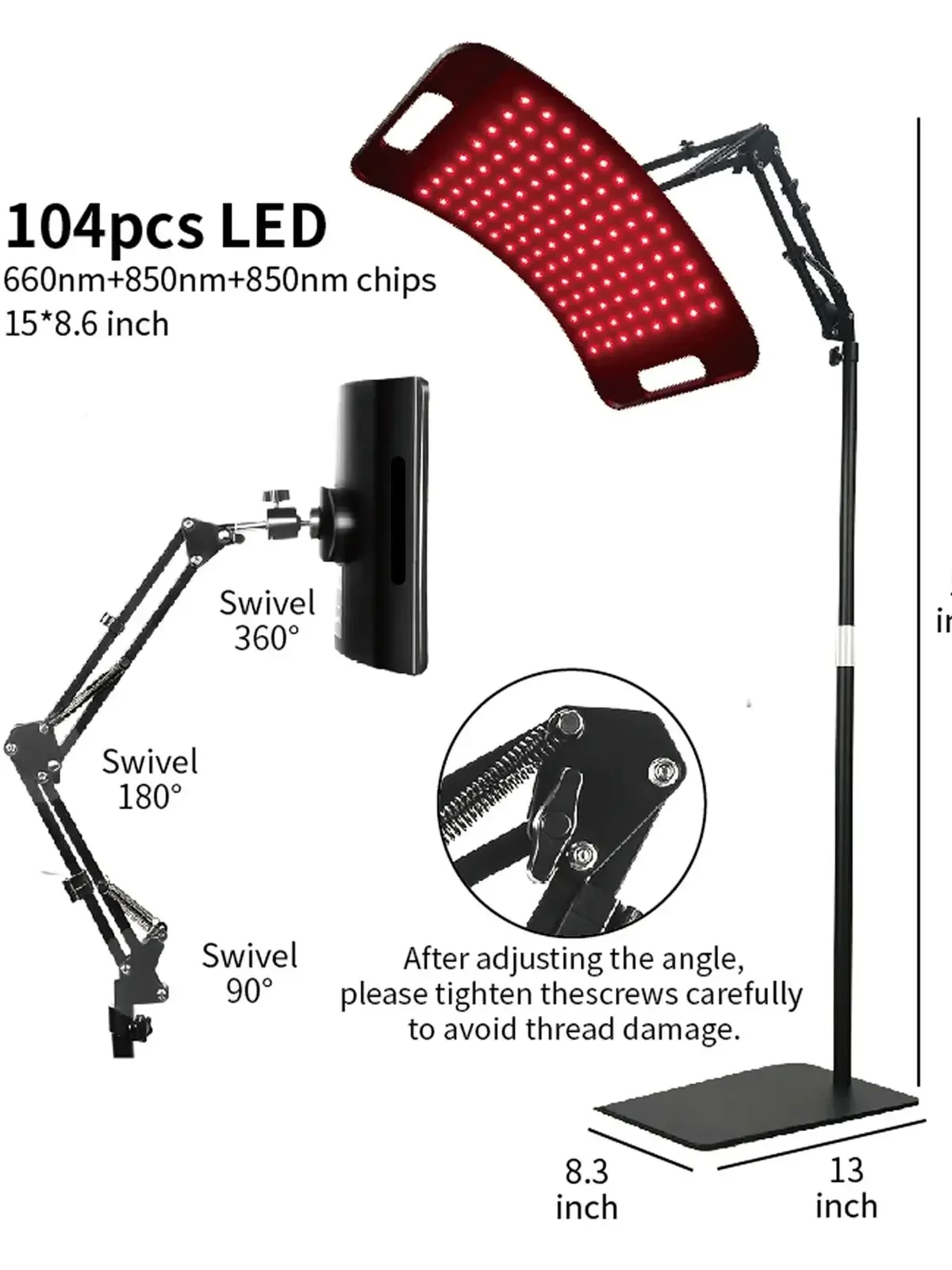 Red Light Lamp for Body Infrared Light Panel with Stand 660nm Red Light &850nm N