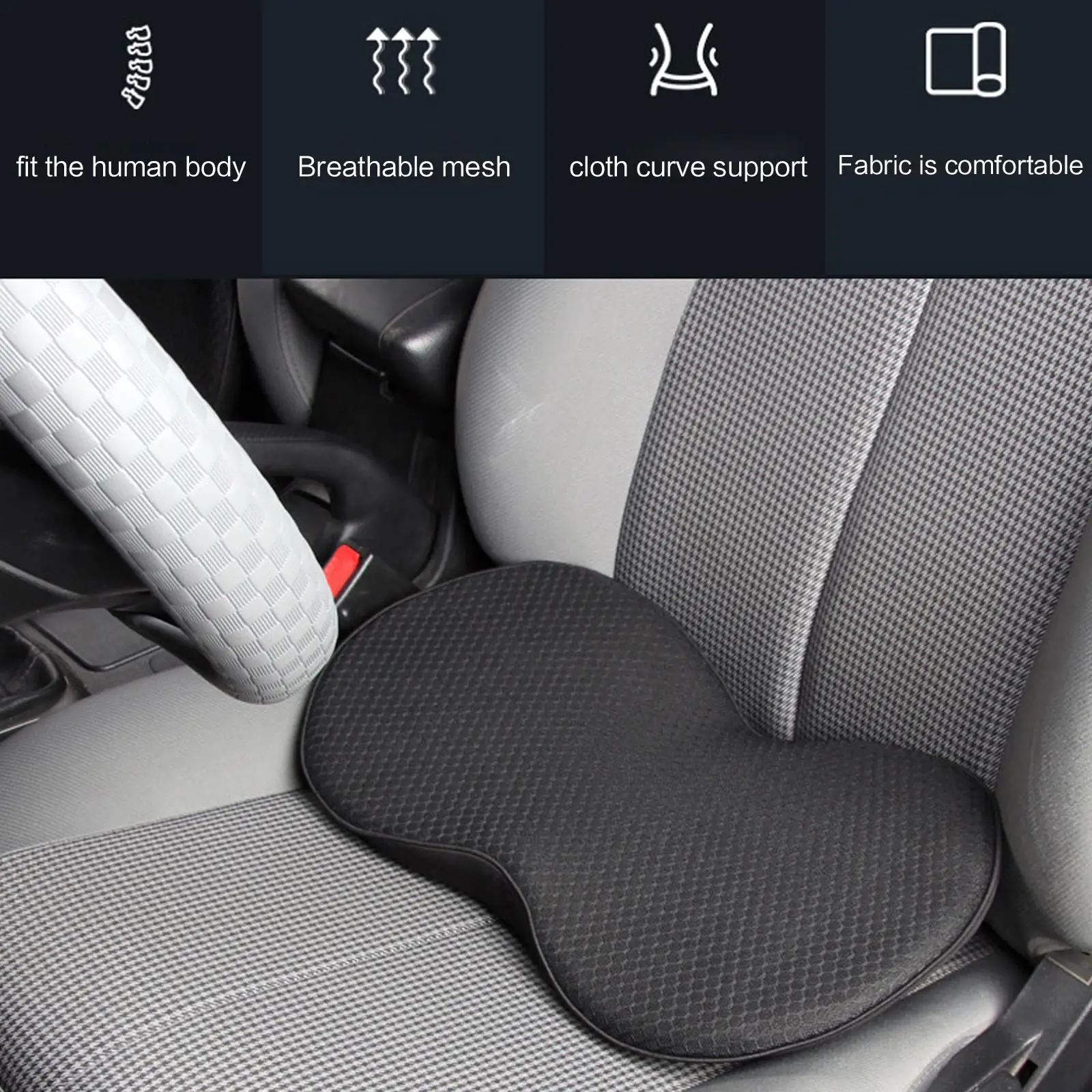 S2bd5add823104df6bd5f9c0854cf0d536 2 In 1 Car Seat Cushion Memory Foam Small Waist Pillow Health Protection Cushion Breathable Hip Increase Cushion Car Accessories Mallzona